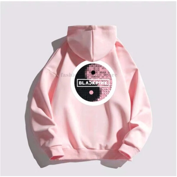 Svart ROSA Hoodie Man Dam Bomullströja Print Tai Chi Tide Brand Huva Blomma Korea Streetwear Fleece Casual lösa kläder 4 XXL