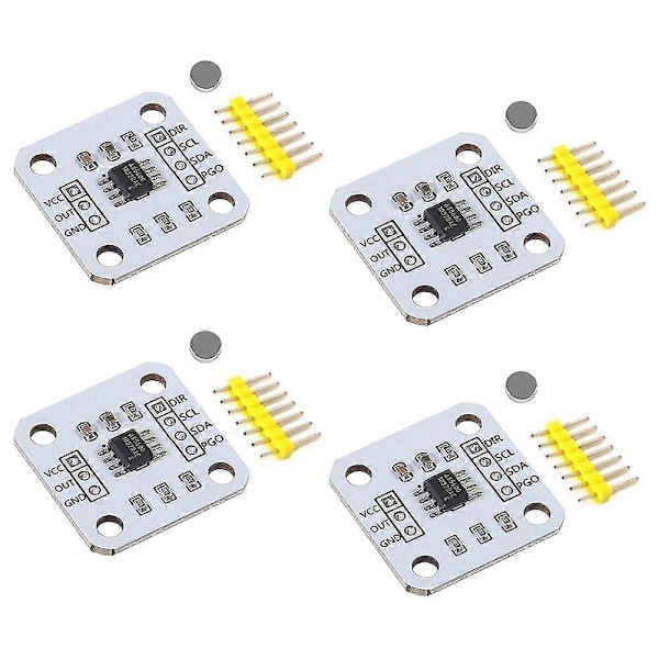 4st AS5600 Magnetisk Encoder Magnetisk Induktionsvinkelmätningssensor Modul 12Bit Hög Precision