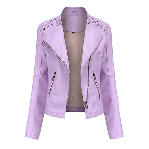 Skinnjacka för damer, avslappnad modell med dragkedja, finns i 12 färger purple C XXL