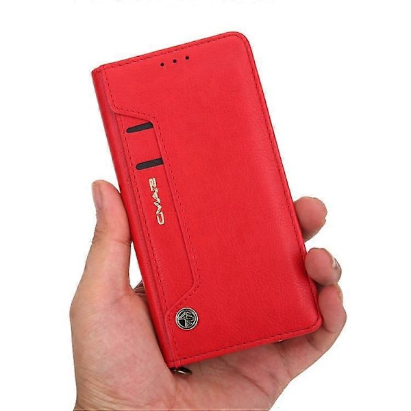 CMAI2 PU Läder Kortfack Plånbok Telefonfodral Kompatibelt För iPhone 12/12 Pro Red