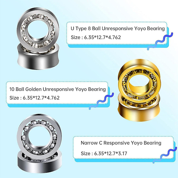 Komplett Yoyo-lagersett 10 kuler Unresponsive Yoyo-lager + yoyo-lager + lagerfjerner + 6yoy