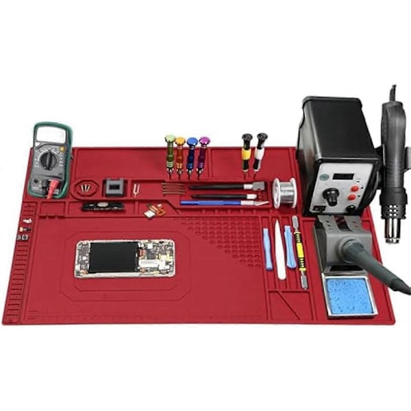 Silikon Lödmata Värmebeständig, Elektronisk Reparationsmatta Rymmer En Multimeter, Löd