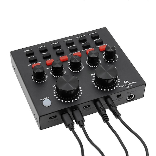 V8 Lydkort Stemmeskift Karaoke Headset Live Eksternt Lydkort