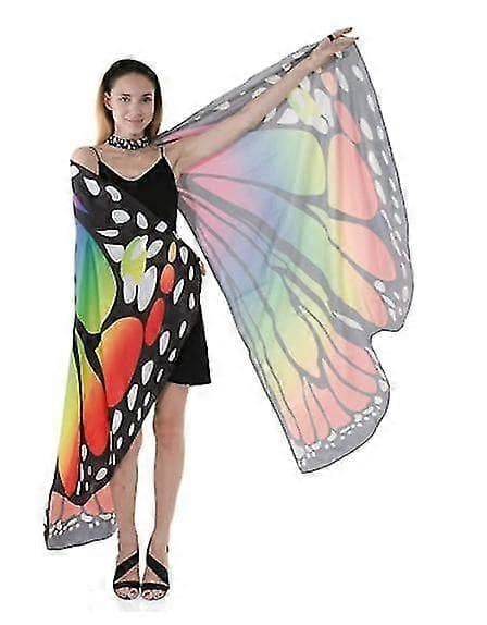 Sommerfuglevingekappe sjal med blondemaske, Halloween kostumetilbehør Rainbow2