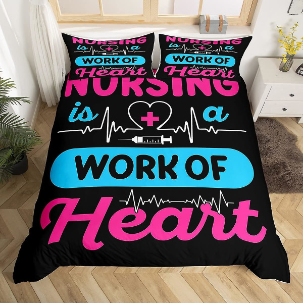 Sängkläder med sjukskötersketema King Queen Påslakan Sjuksköterskehatt Stetoskop Sängset Sjuksköterskepresenter Täcke Dam Tjejigt Polyester Täckeöverdrag