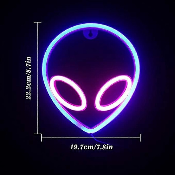 Alien Neonljus LED Väggdekorativ Alien Neonskylt Hängande Lampor USB Eller Batteri Nattlampor Lys Upp För Sovrum Barnrum Bar Lekrum Födelsedag Chr