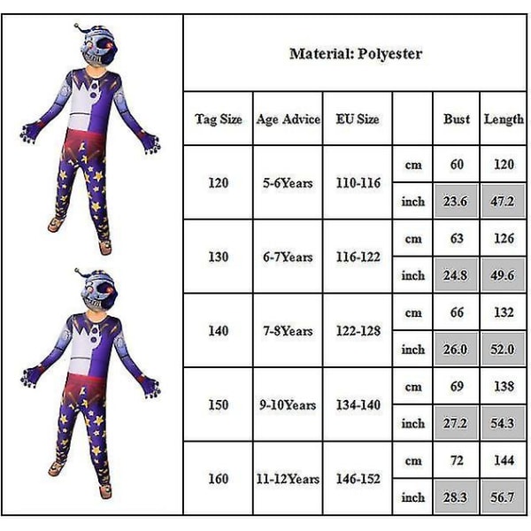 Anime Kostume Til Børn Sol Måne Klovn Cosplay Outfit Halloween 11-12 Years