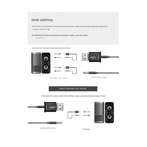 USB Bluetooth 5.0 Sender Mottaker 4 i 1 Multifunksjonell Trådløs Lyd Bil Bluetooth Adapter