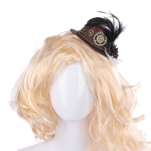 Mini Top Hat för Kvinnor Steampunk Antik Växelkedja Blommig Bowler Jazz Hatt Kostym
