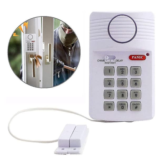 Høylytt Trådløs Dør Alarm Sikkerhetskode Panikk Keypad Kontor Garasje Bod