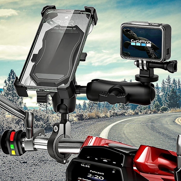 Ram Mount -moottoripyörän puhelinteline, skootteri, Ps-moottoripyörä, Tomtom-pyörän lisävaruste, moottoripyörän puhelinteline, taustapeilin pallokiinnike, jalustan pidike