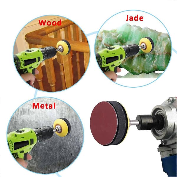 Slibeskiver 3 tommer, Hook And Loop våd tør silikonecarbid sandpapir, med skaft bagside pad, blød bufferpad