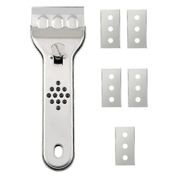 Skrape, keramisk platetoppskrape, glasskrape, for keramisk platetopp, induksjonsplatetopp, bil, glass, speil, klistremerke, rengjøring (rustfritt stål)