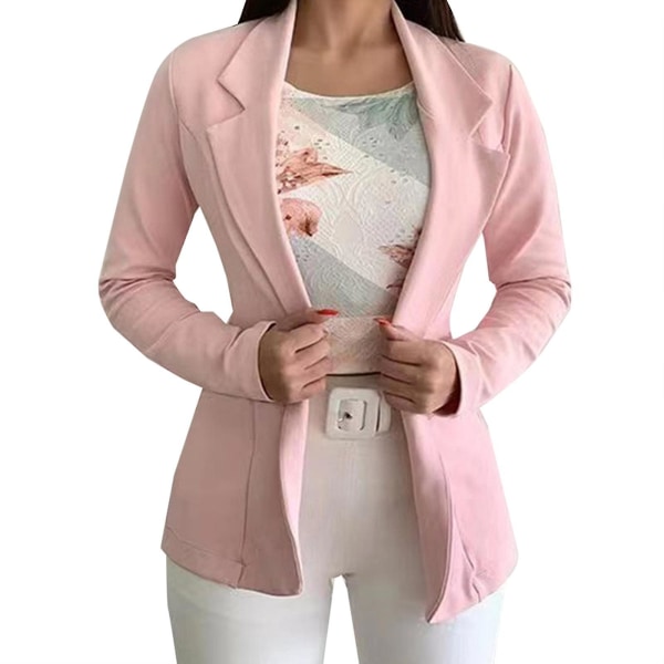 Naisten Slim Blazer toimistotakki Muodollinen pukutakki Pink 2XL