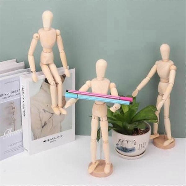 5-pak Kunstfigur Model - 30 cm Træmannequin, Fleksibel Tegne-mannequin til Skitsering, Maling & Justerbar Figurdesign