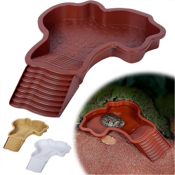 Turtle Water Pool Turtle Soaking Bathtub with Ladder Turtle Pool Landscape Brown