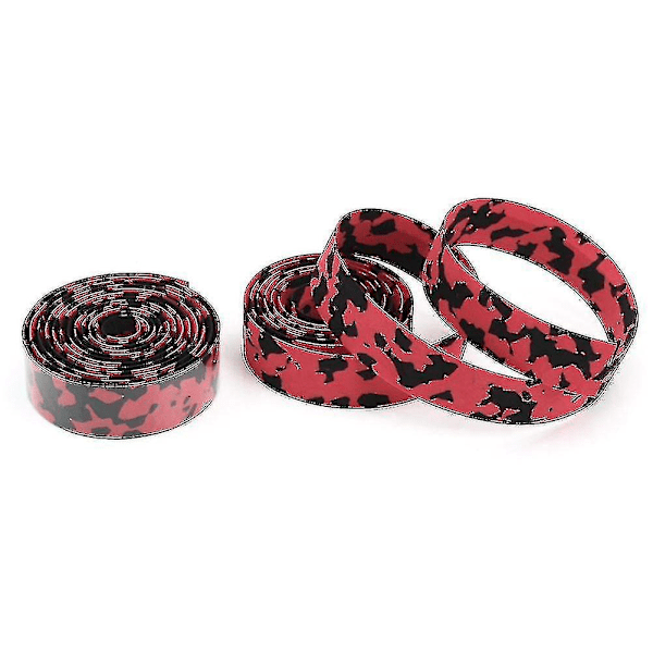 Polkupyörän ohjaustangon teippi + 2 päätytulppaa - punainen ja keltainen camo