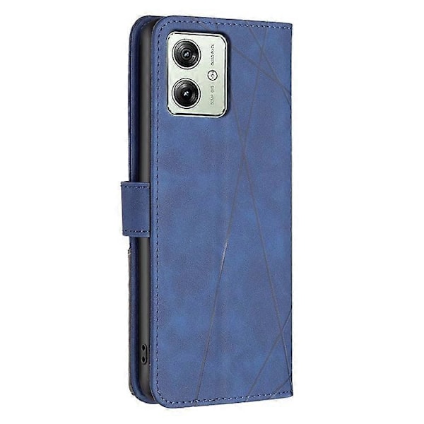 BINFEN COLOR BF05 Kompatibel med Motorola Moto G54 5G Etui Præget Læder Stand Telefon Cover Blue