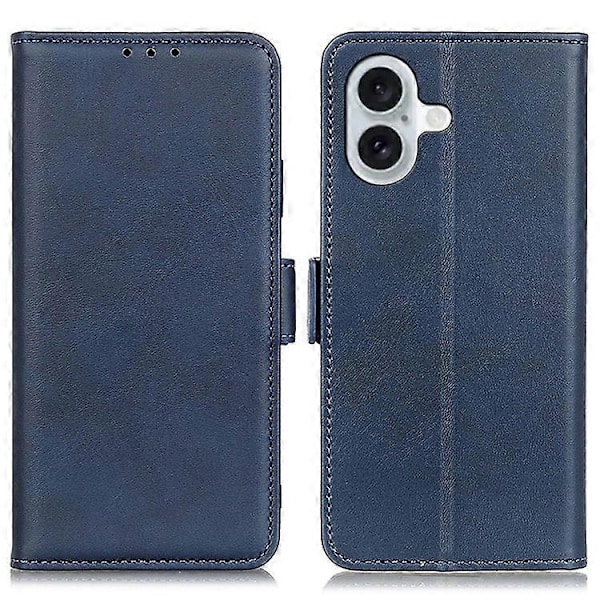 Kompatibelt för iPhone 16 Plus Fodral PU Läder Plånbok Telefonfodral med Magnetlås på Sidan Blue