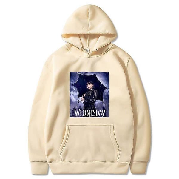 2023 Ny Wednesday Addams Printet Hættetrøje Casual Mode Pullover black M