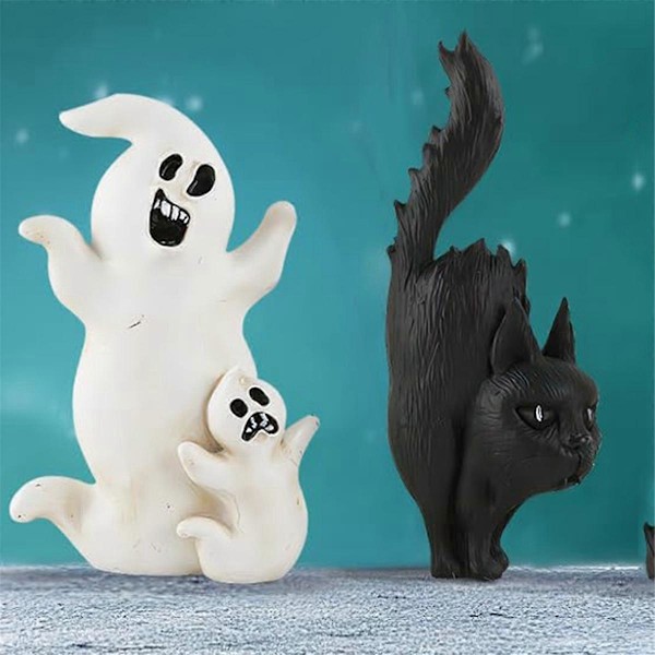 Halloween-hahmot, kirjahyllyn työpöydän koriste, musta