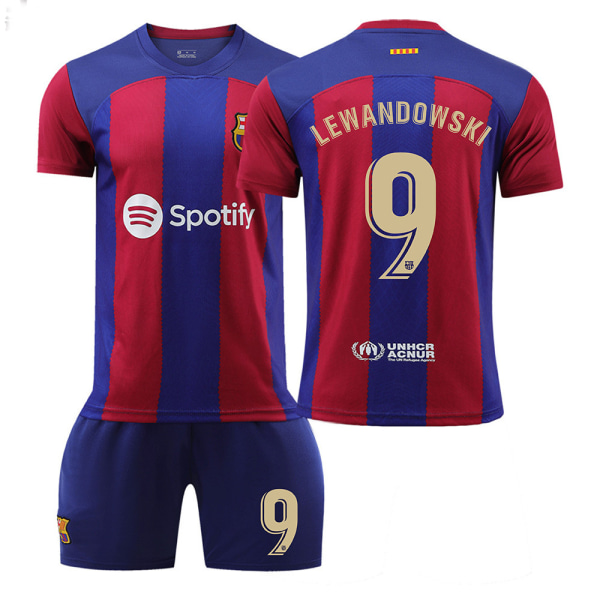 23-24 Barcelona Hjemmeskjorte Lewandowski nr. 9 Ingen sokker Lewandowski No. 9 no socks S