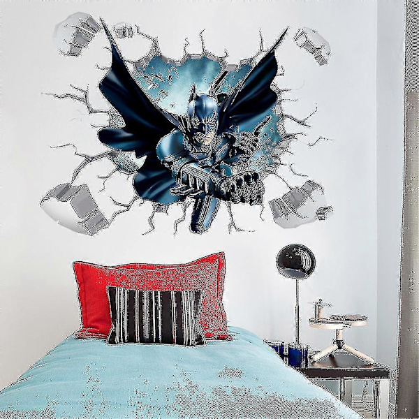 3D knækket væg Batman anime vægklistermærker vægmalerier dekaler 60x90cm