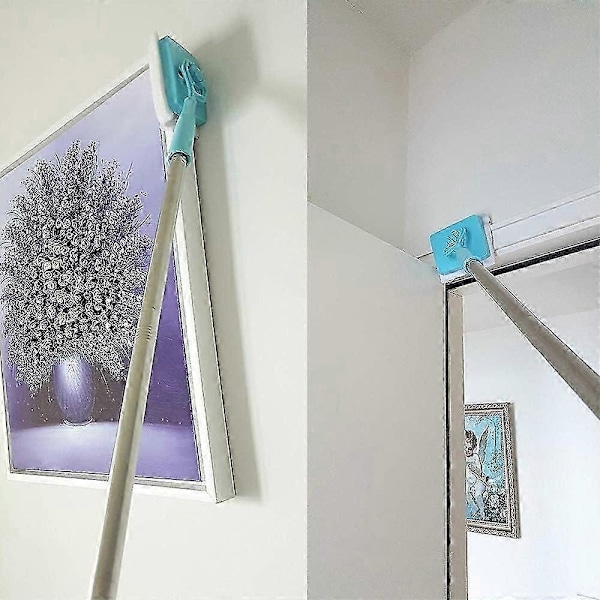 Jalkalistan puhdistustyökalu kahvalla ja 2 uudelleenkäytettävällä puhdistusliinalla, No-Bending Mop -jalkalistan puhdistustyökalu pitkällä kahvalla, säädettävä jalkalistan muotoilutyökalu
