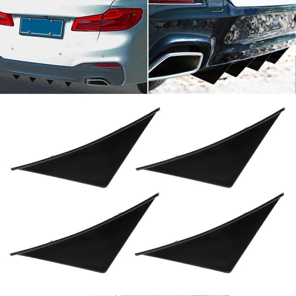 4 stk. Bagkofanger Spoiler Kit Splitter med Skrue Diffuser Biltilbehør Universal Blank Sort