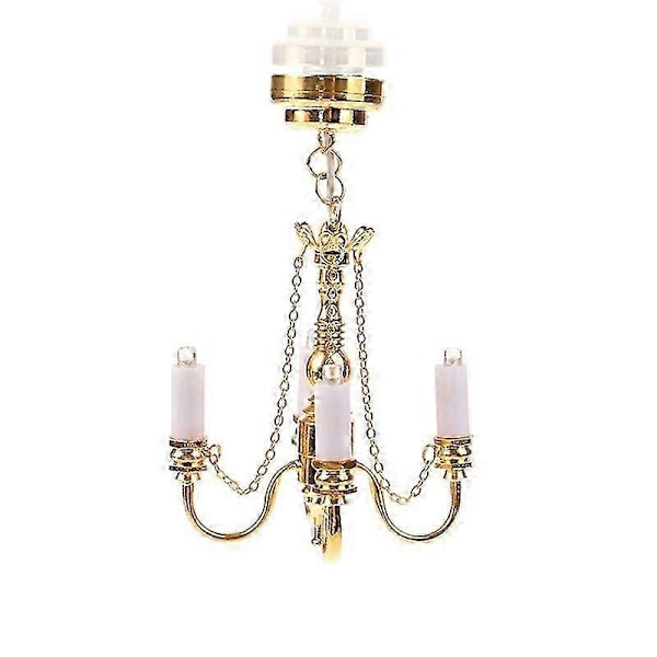 1:12 Mini 4 Arm Taklampe Lysekrone LED Lampe Vegglampe Modell Hjemmeinnredning Dekorasjon
