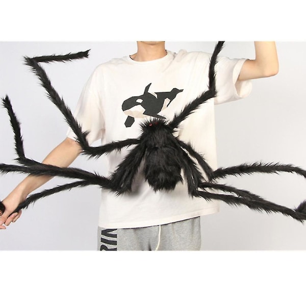 Hämähäkkiverkko Halloween Hämähäkkijuhlakoristelu Rekvisiitta Hämähäkkiverkko Salainen huone Hankala simulaatio Pehmohämähäkki Only Black Spider 125CM