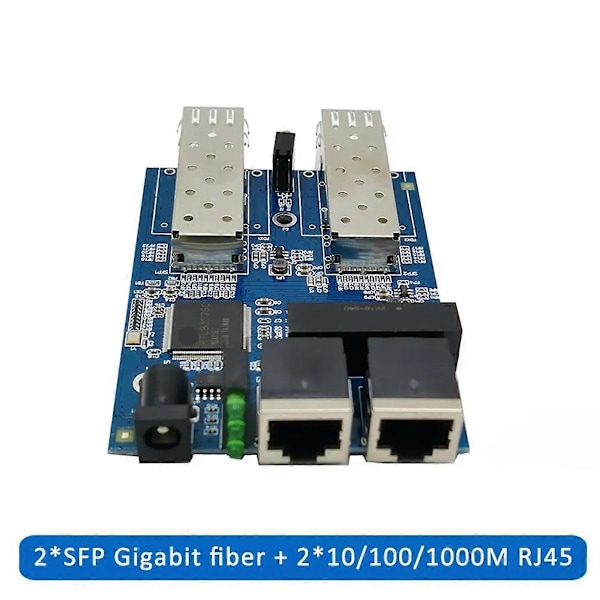 Gigabit Ethernet -kuitukytkin 2RJ45 UTP 2SFP -kuitu Gigabit -optinen medianmuunnin 2SC 2RJ45 E