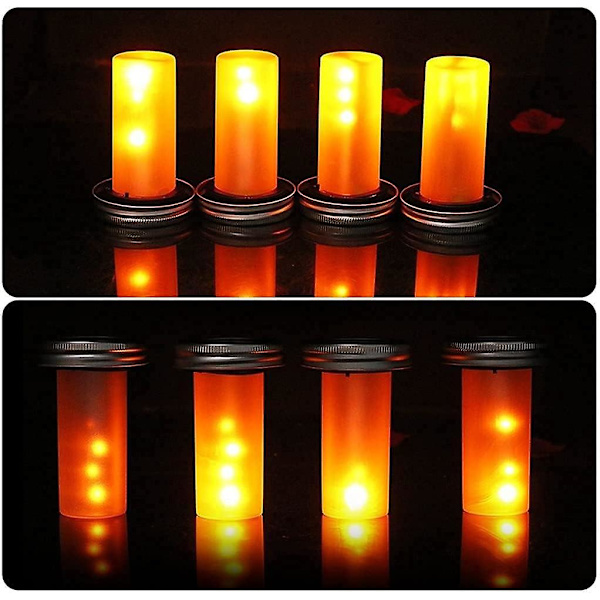 4-pack LED Solarlampor med Mason Jar-lock - 12 LED - Vattentät - Trädgårdsdekor (burk ingår ej)