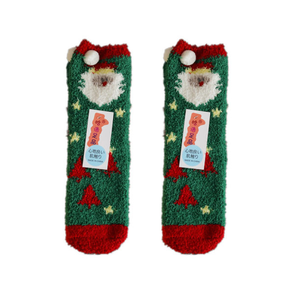 Strumpor Höst och Vinter Parstrumpor Nya Tecknade Söta Dam Julstrumpor Korallfleece Sovstrumpor Black Bear (Bare Socks) Children