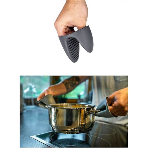 2 kpl (1 pari) silikonisia uunikintaita, keittiön suojakäsineitä, mini uunikinnas uuniin, grilliin, ruoanlaittoon, mikroaaltouuniin (harmaa)