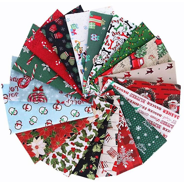 Jul Bomullstyg Rutor 20cm X 25cm 10st Tyg Lapptäcke Hantverk Quilting Rutor Buntar Bomullstyg (slumpmässig Kostym)