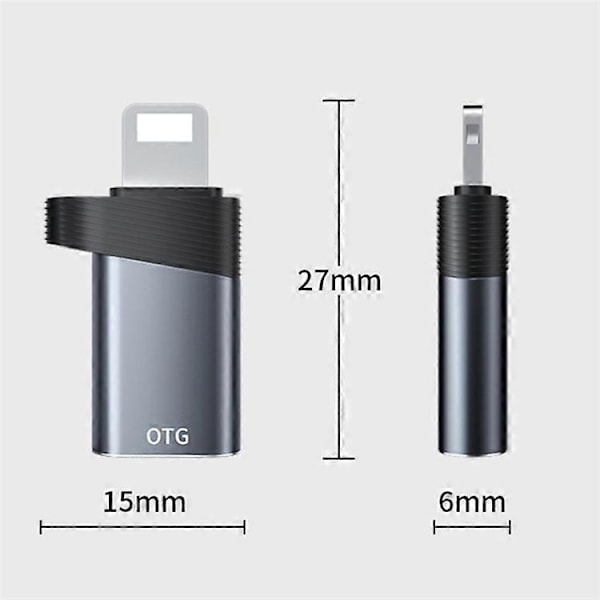 ADS-616B Lightning Hane till Typ-C Hona Mini Konverterare Portabel OTG Adapter Black