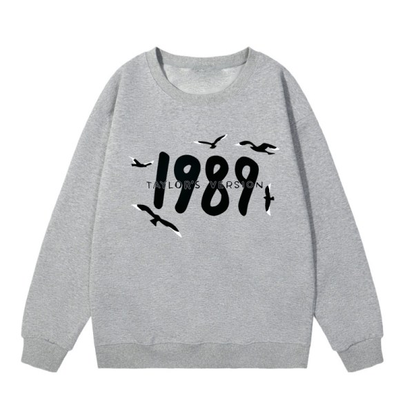 Taylor Swift laulaja Taylor Swift 2D samettiprintillä varustettu naisten pyöreäkauluksinen collegepaita light grey XL