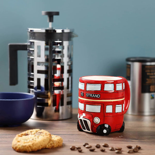 Puckator London Rød Routemaster Bus Keramik Formet Krus, Te Kaffe Varme Drikke, Dekorativ Gaveæske, Højde 10cm Bredde 13.5cm Dybde 8.5cm