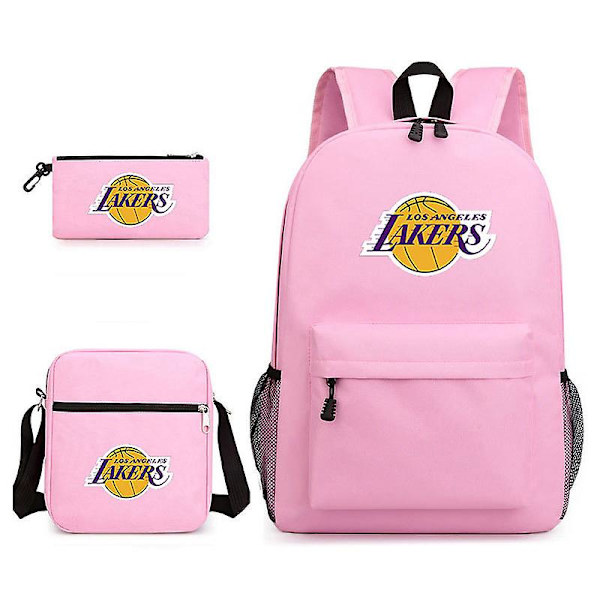 Tredelt Skolesekk Lakers Trykt Blyantveske Skulderveske pink Three piece set