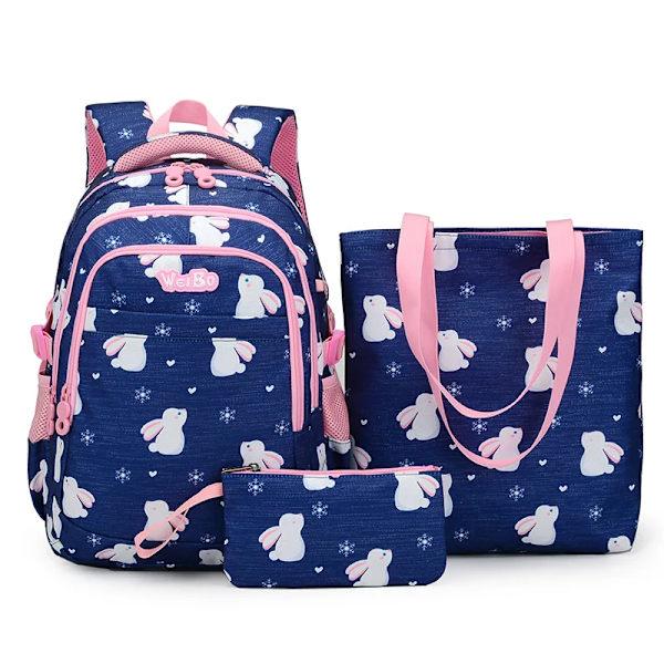 Søde Børne Skoletasker Kawaii Børn Piger Skoletasker Letvægts Primær Elev Skoletasker Håndtasker og Penalhus Sæt Dark Blue Set