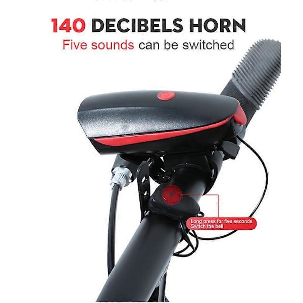 Cykellygte med elektrisk horn (rød)