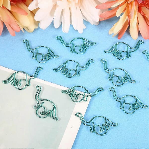 12 stk. dinosaurformede papirclips belagte multifunktionsclips