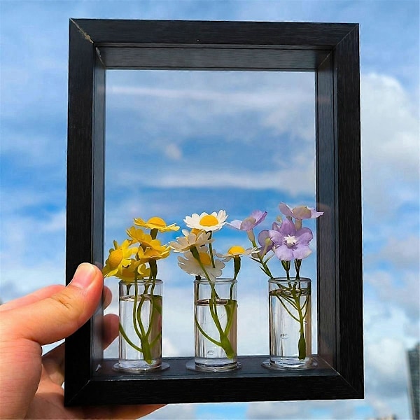 DIY Blomsterstiklinger Fotoramme 3D Fotorammer Blomsterarrangement Beholder Hydroponisk Vase til Li