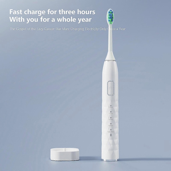 Tandbørste USB-opladning Elektrisk tandbørste, Elektrisk tandbørste med 2 børstehoveder, Smart 5-mode timer Elektrisk tandbørste IPX7 vandafvisende elektrisk