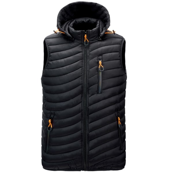 Stor størrelse M-6XL mænd vest jakke efterår vinter vest ensfarvet mandlig hætte ærmeløs jakke Black 6XL