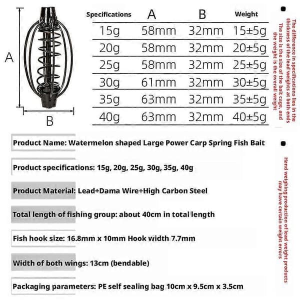 Vandmelonformet maddingbur til fiskeri Anti-snag design 30g