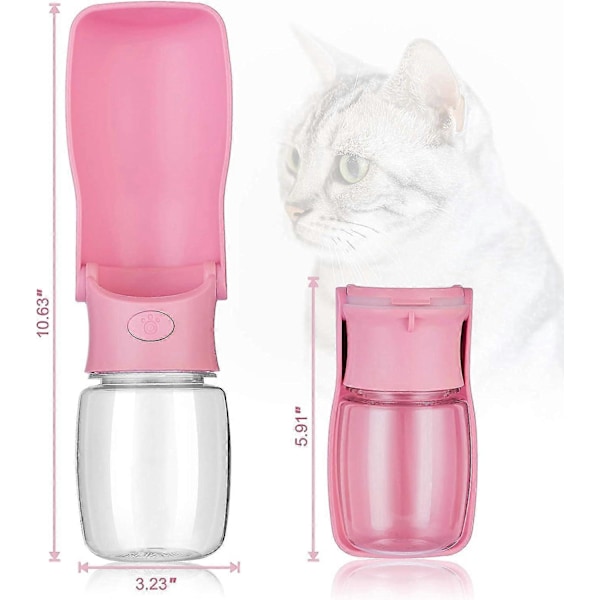 Hopfällbar Vattenflaska för Hund - 350ml Rosa Portabel Reseflaska för Hund - Vattenflaska för Husdjur Hund Katt Utomhus Promenader Vandring Resor