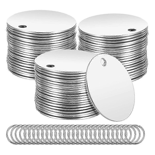 55 stk. metallstemplingsblanketter - 3 cm runde stemplingsblanketter i rustfritt stål med hull, for smykkelaging, DIY