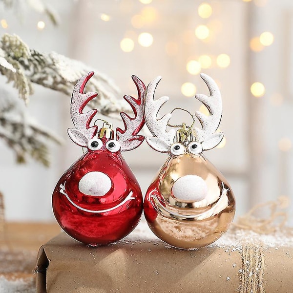 2 st Älg Julkulor Ornament Julgran Hängande Prydnad Hänge Jul D
